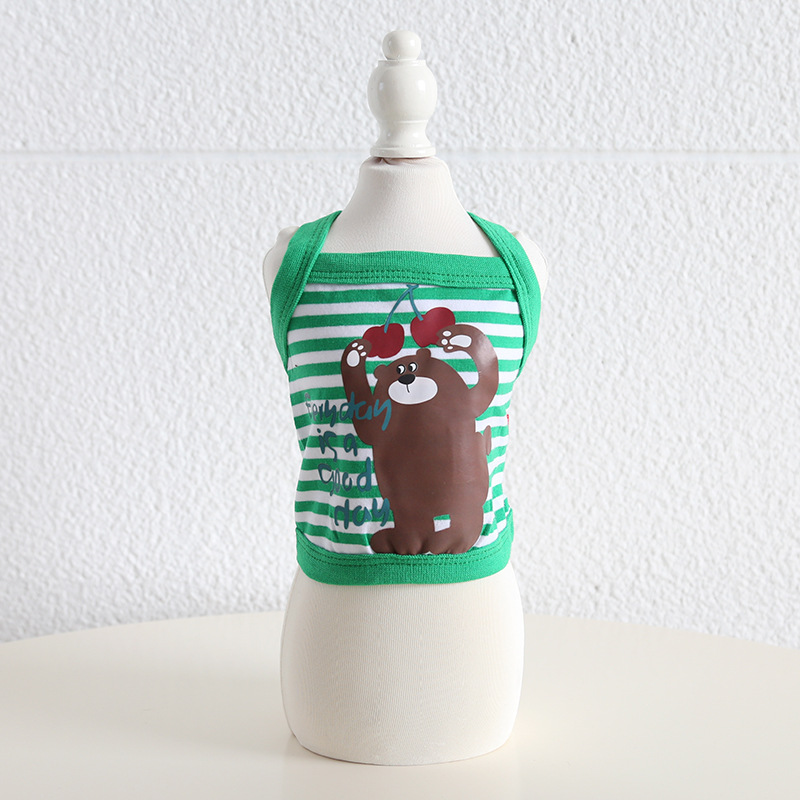 Pet Stripe Vest Bear Print Knit Sleeveless