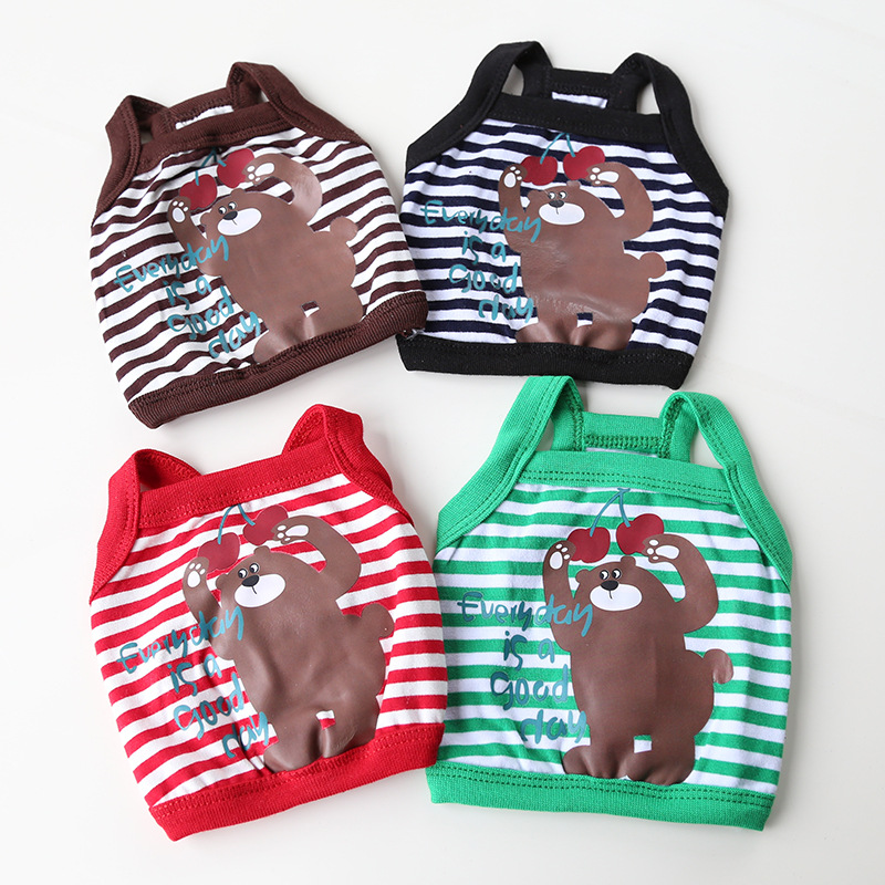 Pet Stripe Vest Bear Print Knit Sleeveless