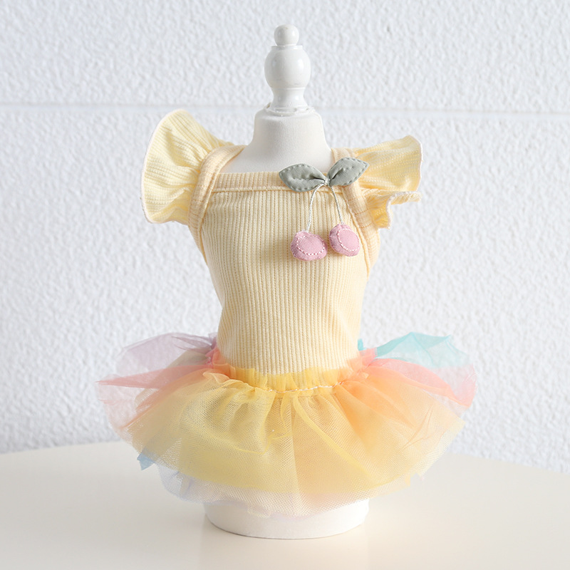Pet Knit Dress Gradient Tulle Cherry Accent