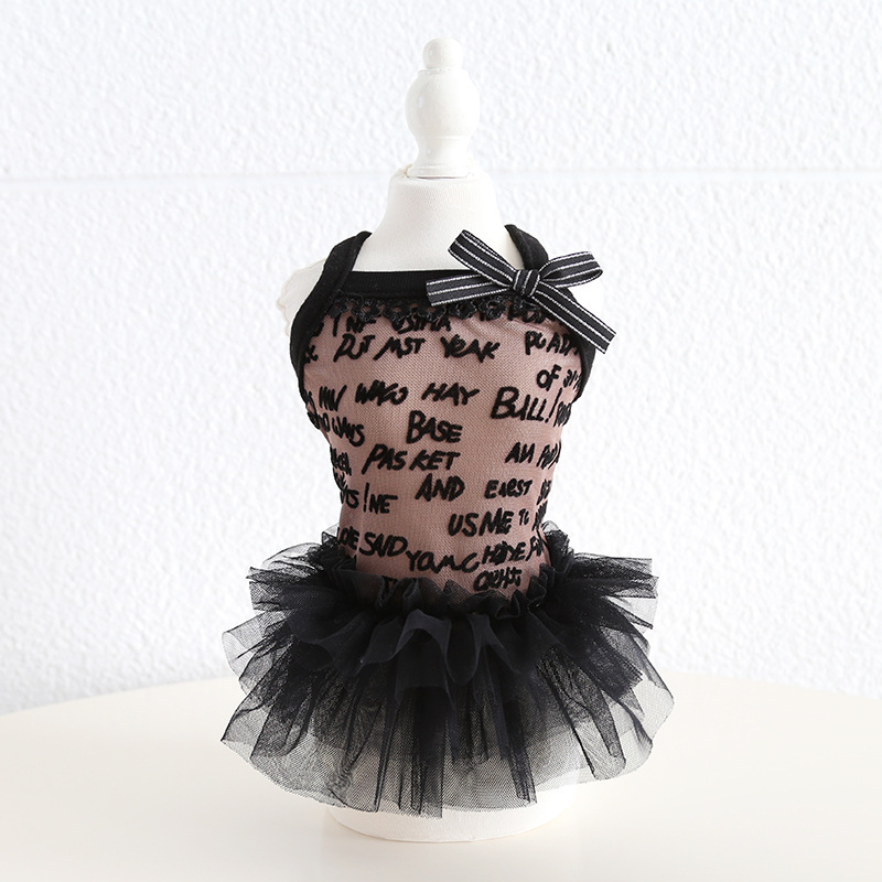 Pet Lace Tutu Script Print Halter Neck