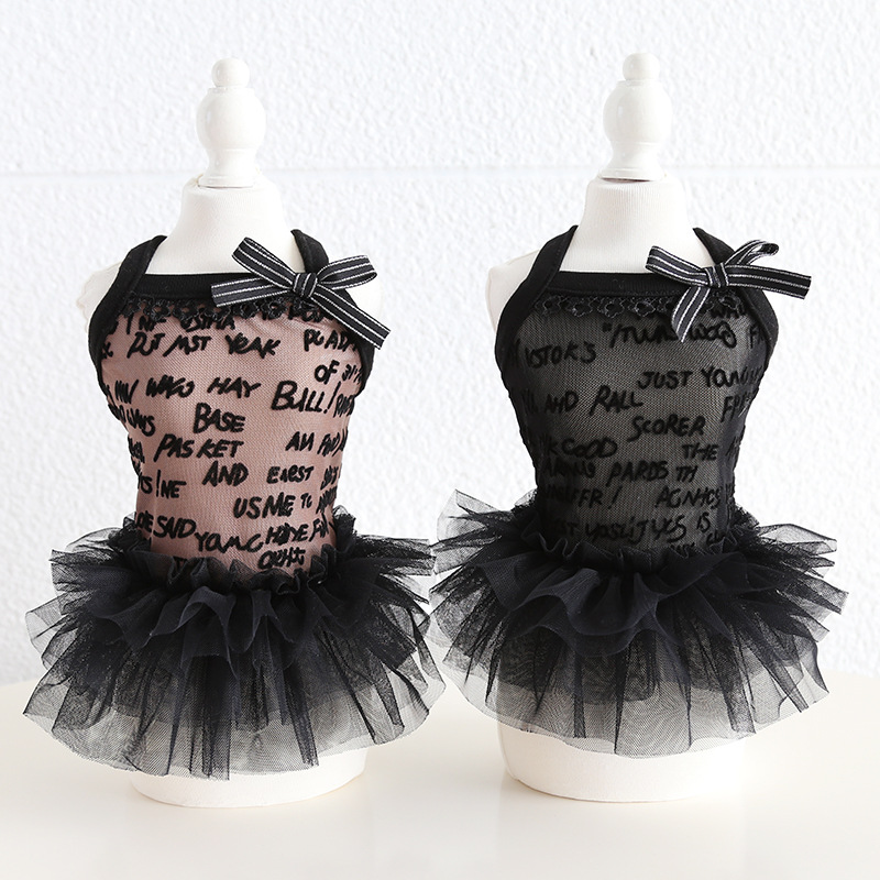 Pet Lace Tutu Script Print Halter Neck
