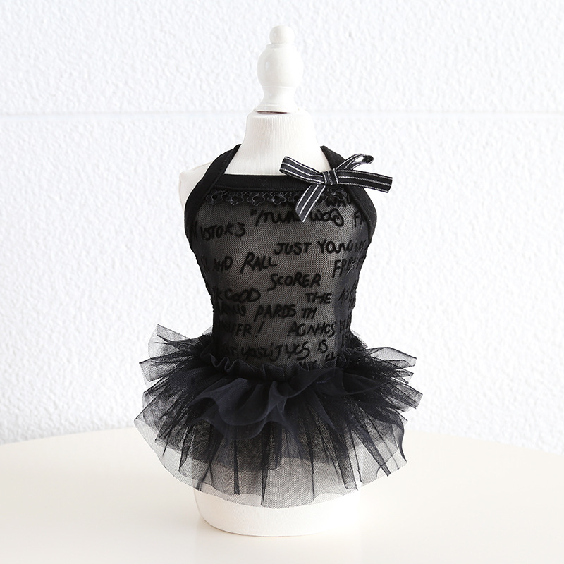 Pet Lace Tutu Script Print Halter Neck