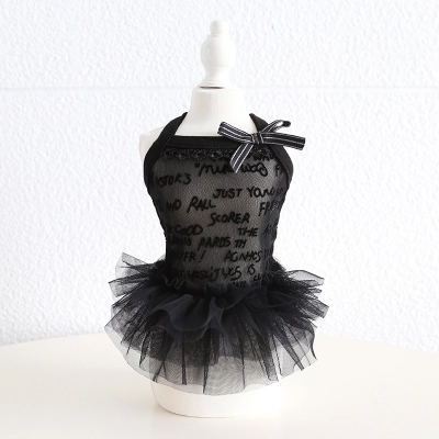 Pet Lace Tutu Script Print Halter Neck 02