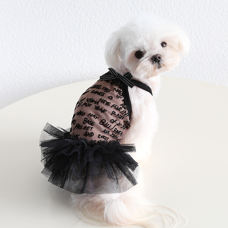 Pet Lace Tutu Script Print Halter Neck
