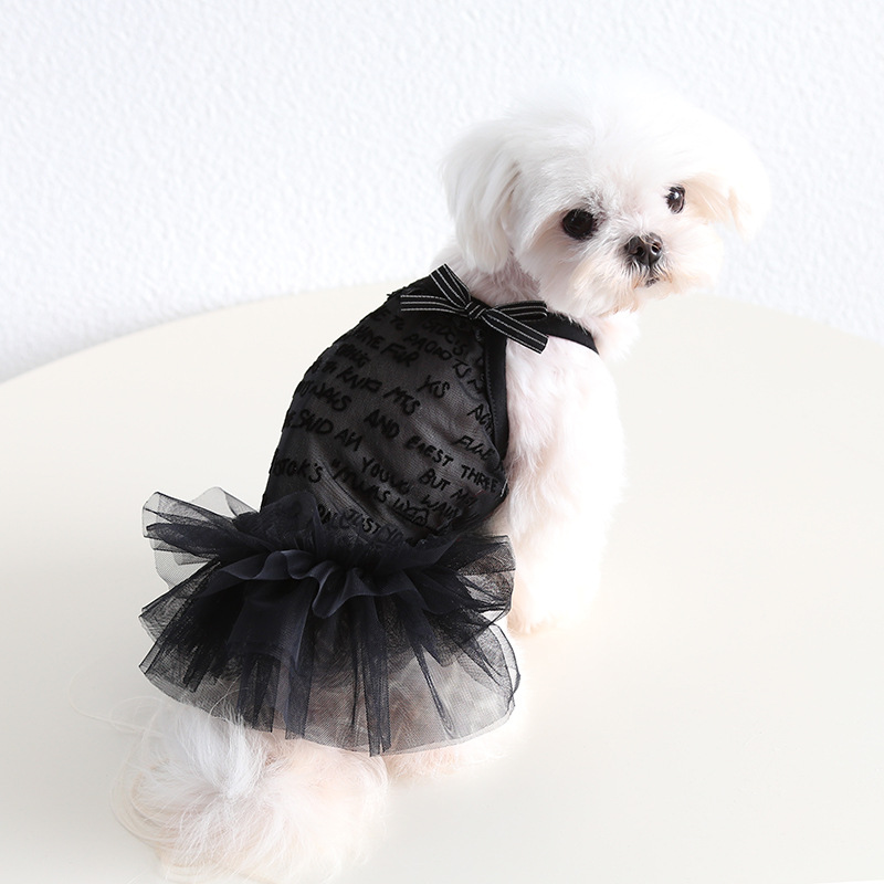 Pet Lace Tutu Script Print Halter Neck