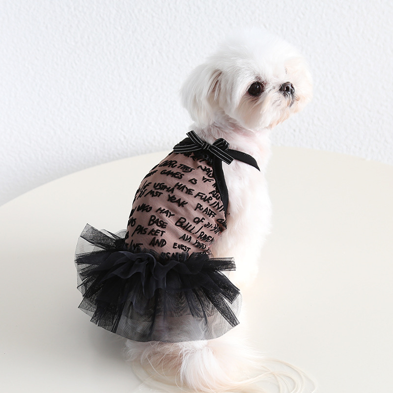 Pet Lace Tutu Script Print Halter Neck