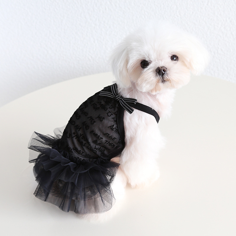 Pet Lace Tutu Script Print Halter Neck