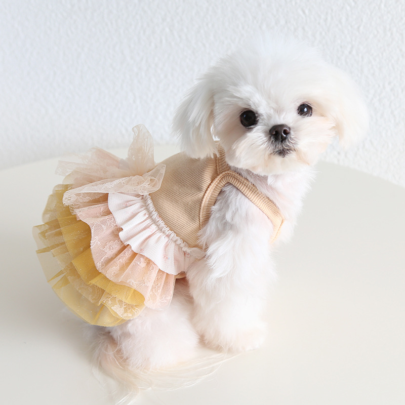 Pet Lace Dress Floral Pattern Halter Neck Design