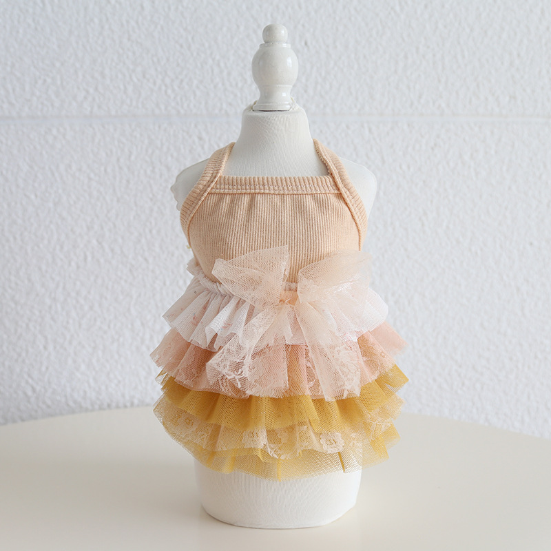 Pet Lace Dress Floral Pattern Halter Neck Design