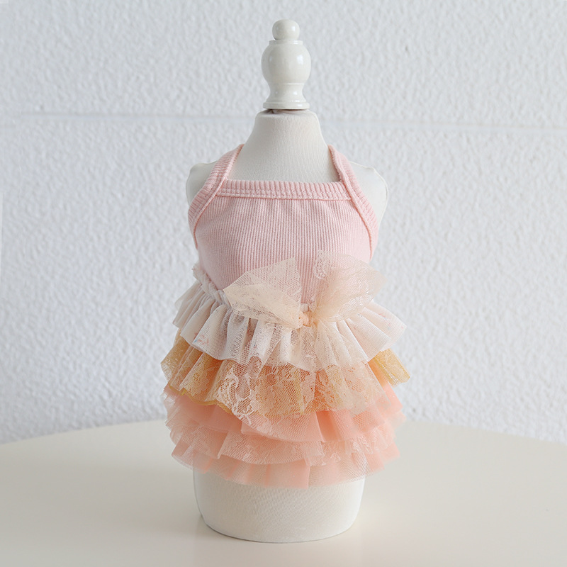 Pet Lace Dress Floral Pattern Halter Neck Design