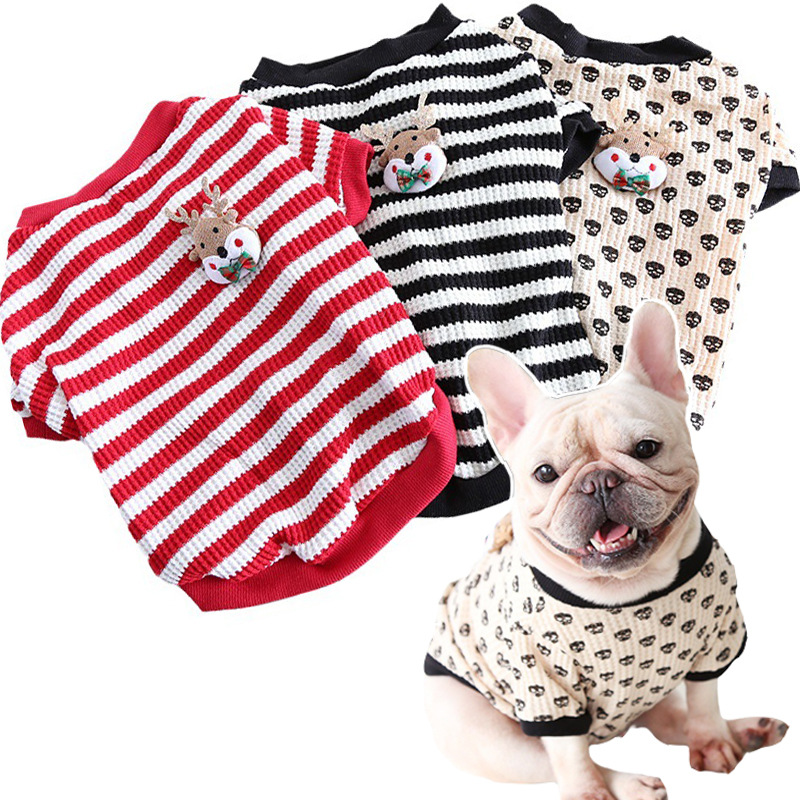 Pet Reindeer Sweater Striped Knit Christmas Pattern