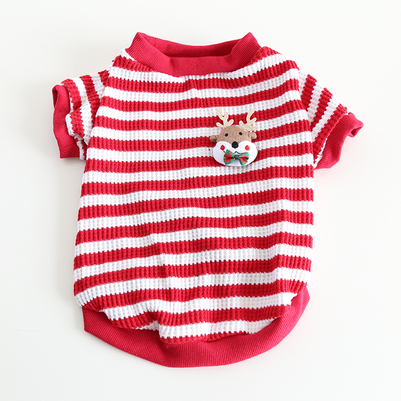 Pet Reindeer Sweater Striped Knit Christmas Pattern