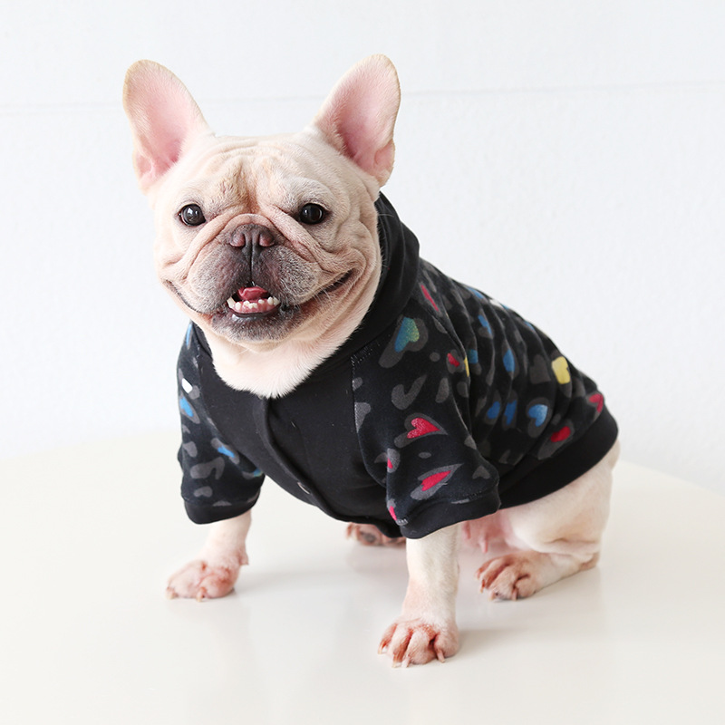 Pet Hoodie Leopard Print Colorful Heart Pattern