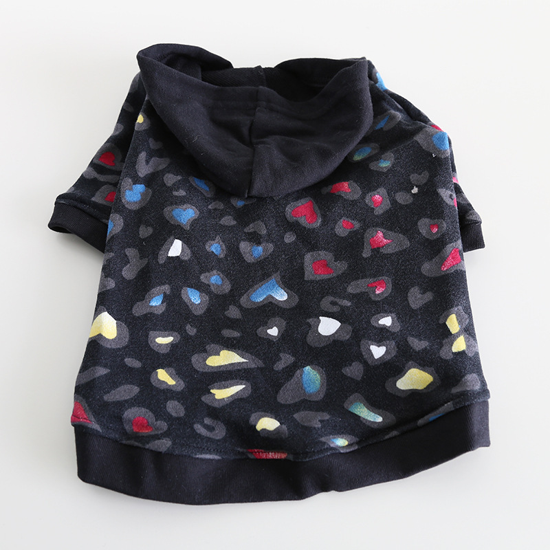 Pet Hoodie Leopard Print Colorful Heart Pattern