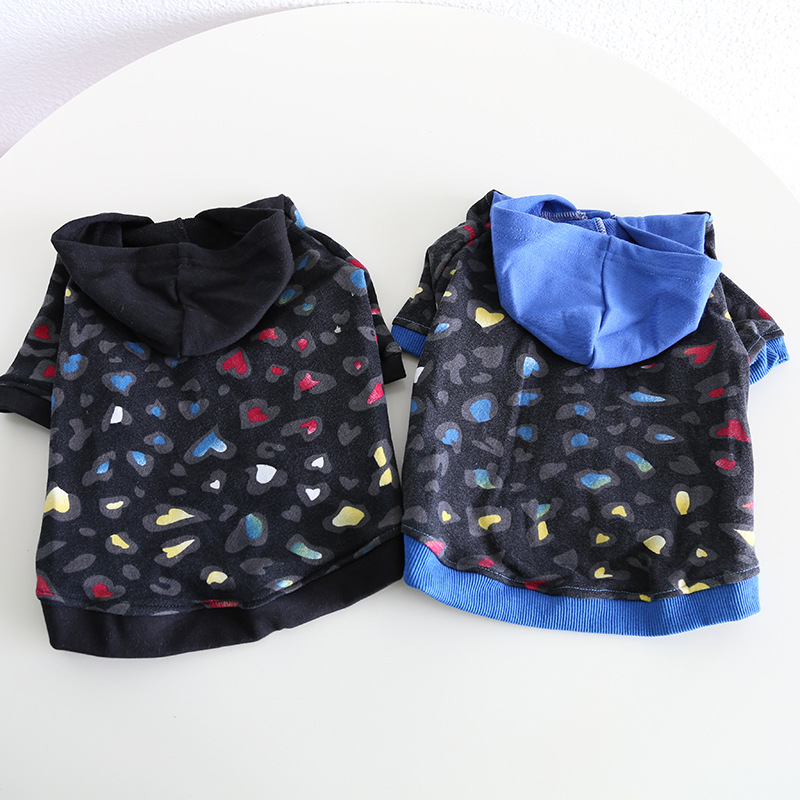 Pet Hoodie Leopard Print Colorful Heart Pattern