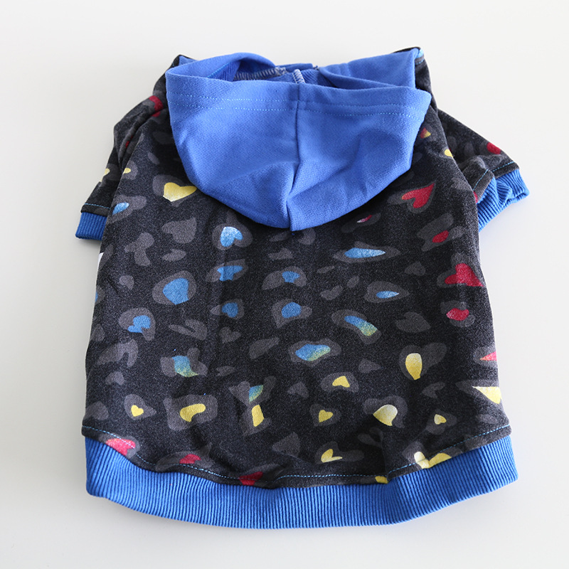 Pet Hoodie Leopard Print Colorful Heart Pattern