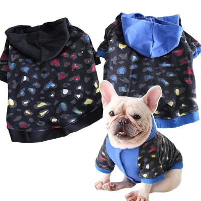 Pet Hoodie Leopard Print Colorful Heart Pattern 01
