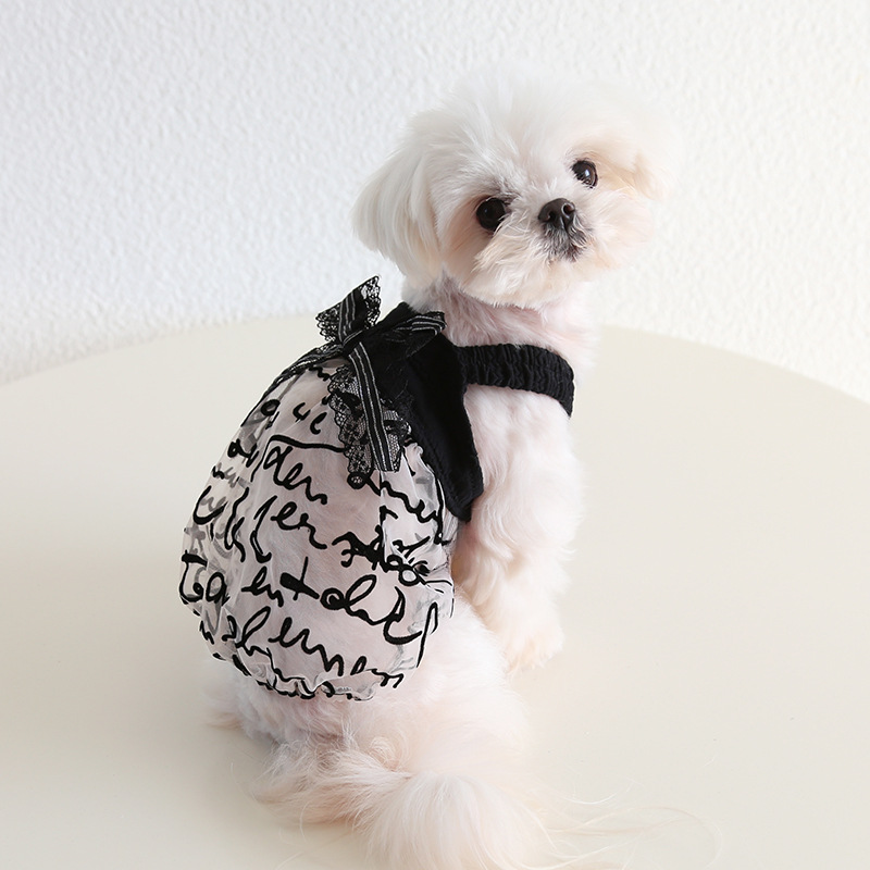 Pet Lace Skirt Sleeveless Top Bow Tie