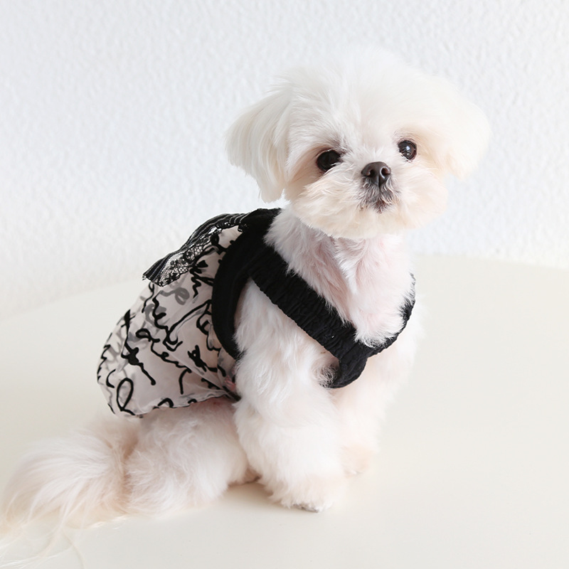 Pet Lace Skirt Sleeveless Top Bow Tie