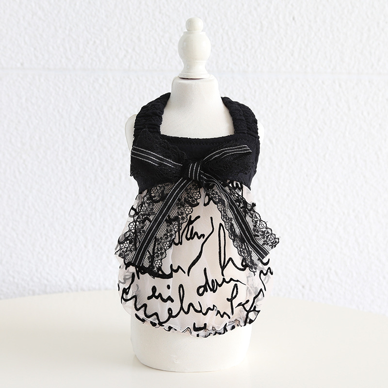 Pet Lace Skirt Sleeveless Top Bow Tie