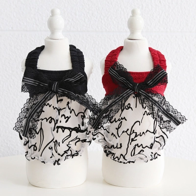 Pet Lace Skirt Sleeveless Top Bow Tie 01