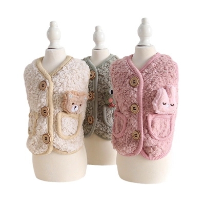 Pet Knit Vest Animal Patch Pocket Design 01