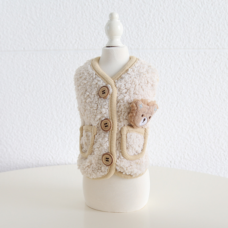 Pet Knit Vest Animal Patch Pocket Design