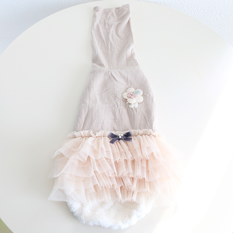 Pet Knit Top Layered Tulle Skirt Set