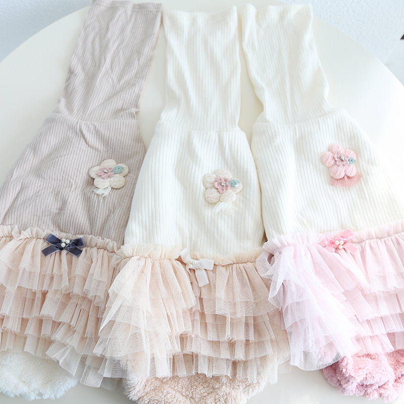 Pet Knit Top Layered Tulle Skirt Set