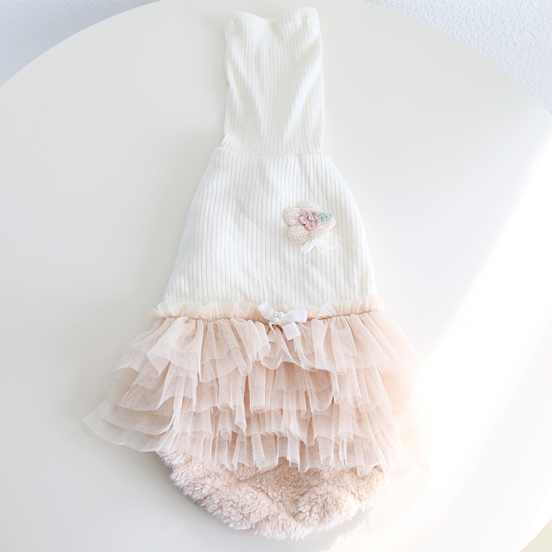 Pet Knit Top Layered Tulle Skirt Set