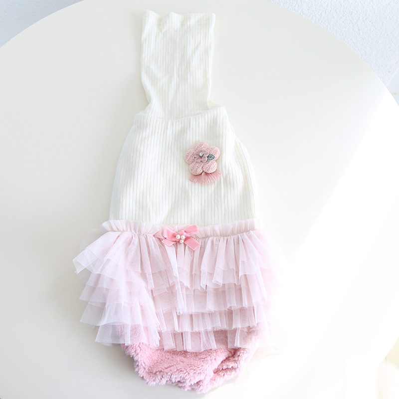 Pet Knit Top Layered Tulle Skirt Set
