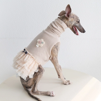 Pet Knit Top Layered Tulle Skirt Set 01