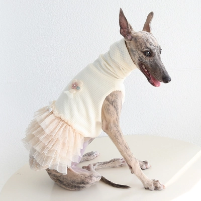Pet Knit Top Layered Tulle Skirt Set 02