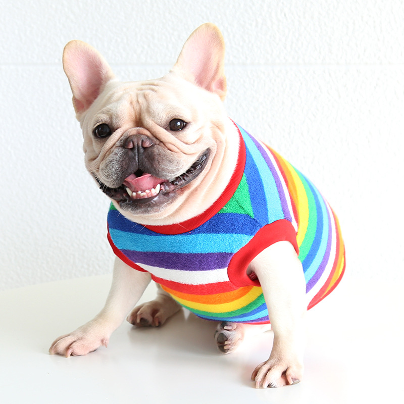 Pet Rainbow Stripe Shirt Soft Cotton Fabric