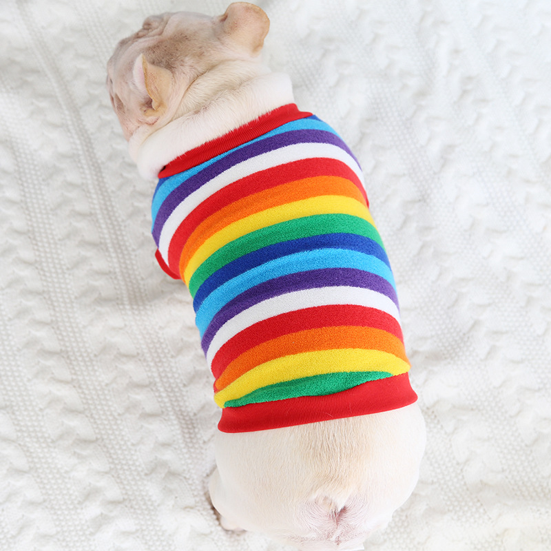 Pet Rainbow Stripe Shirt Soft Cotton Fabric