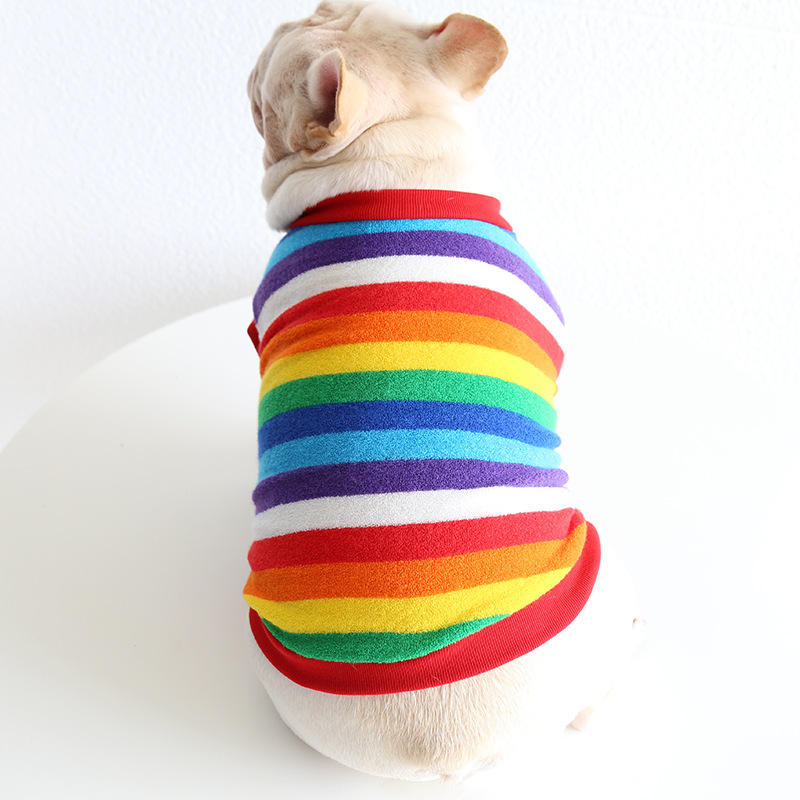 Pet Rainbow Stripe Shirt Soft Cotton Fabric