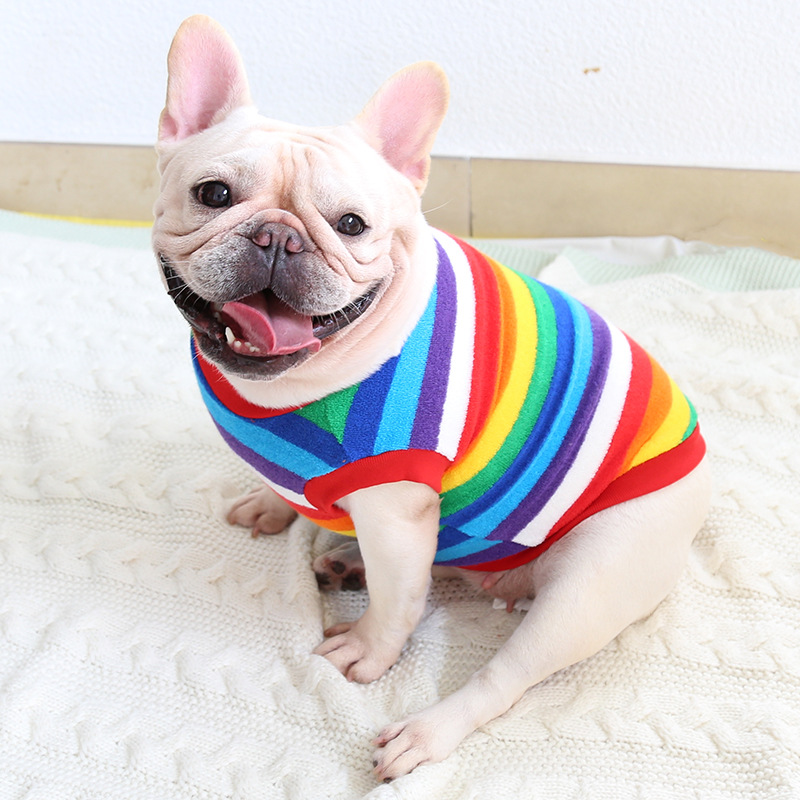 Pet Rainbow Stripe Shirt Soft Cotton Fabric