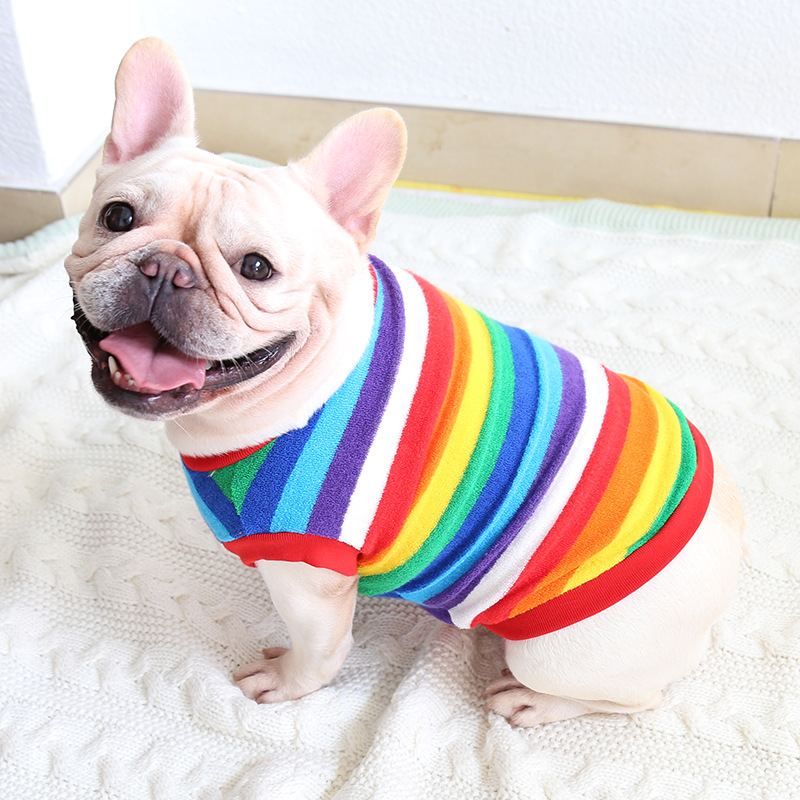Pet Rainbow Stripe Shirt Soft Cotton Fabric