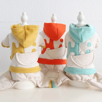 Pet Hooded Jumpsuit Geometric Pattern Quilted Design 01