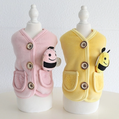 Pet Knit Vest Bee Applique Pocket Design 01