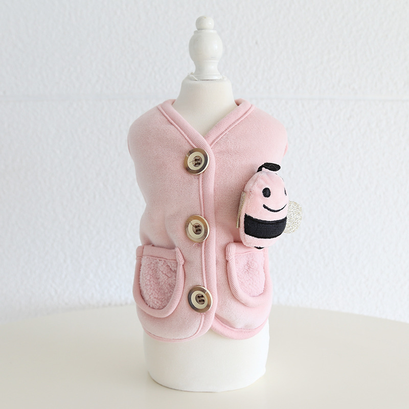 Pet Knit Vest Bee Applique Pocket Design