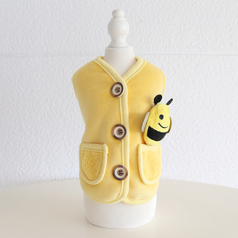 Pet Knit Vest Bee Applique Pocket Design