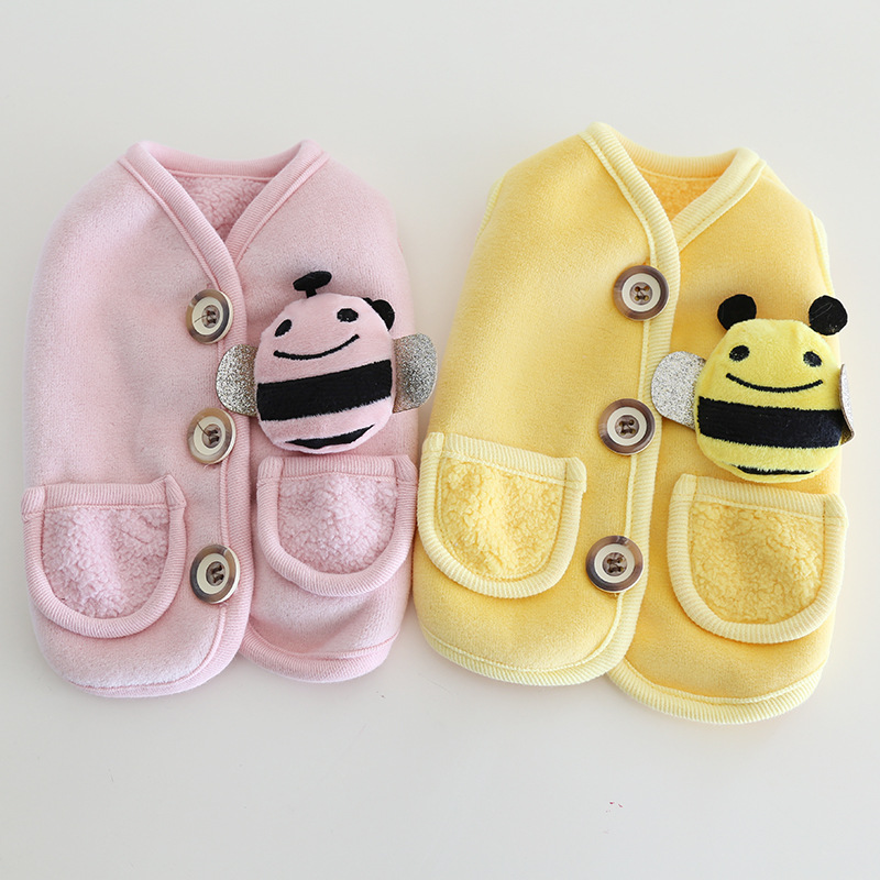 Pet Knit Vest Bee Applique Pocket Design