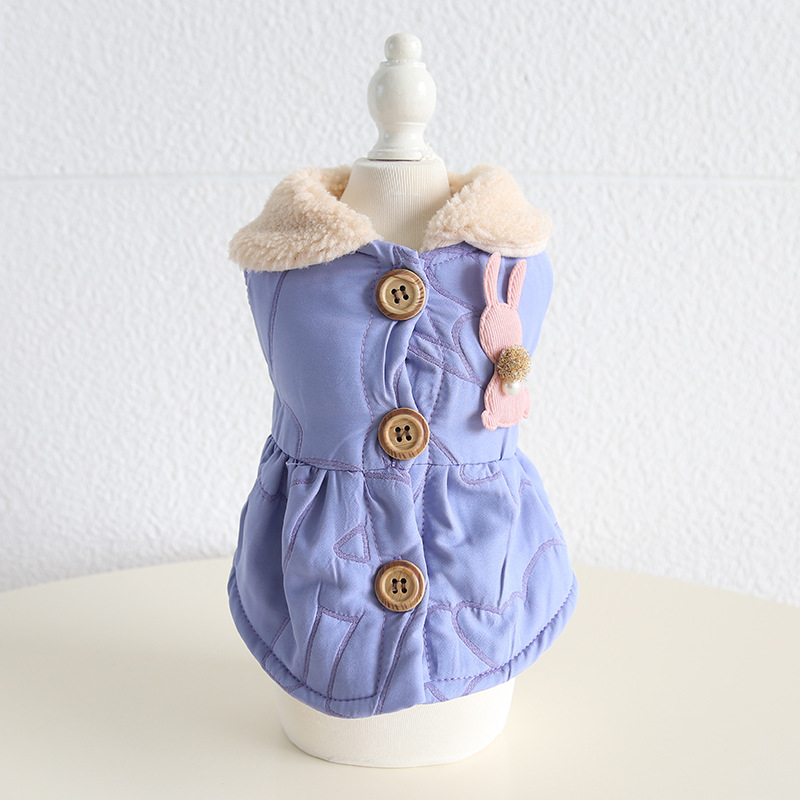 Pet Vest Floral Stitch Wood Button Rabbit Decor