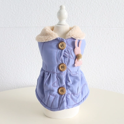 Pet Vest Floral Stitch Wood Button Rabbit Decor 02