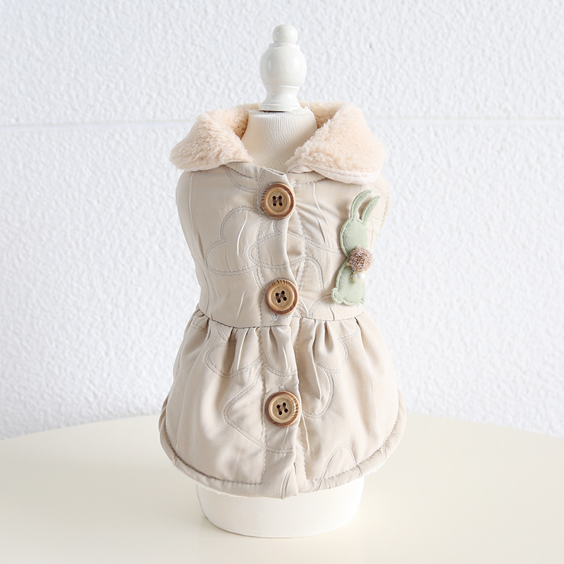 Pet Vest Floral Stitch Wood Button Rabbit Decor