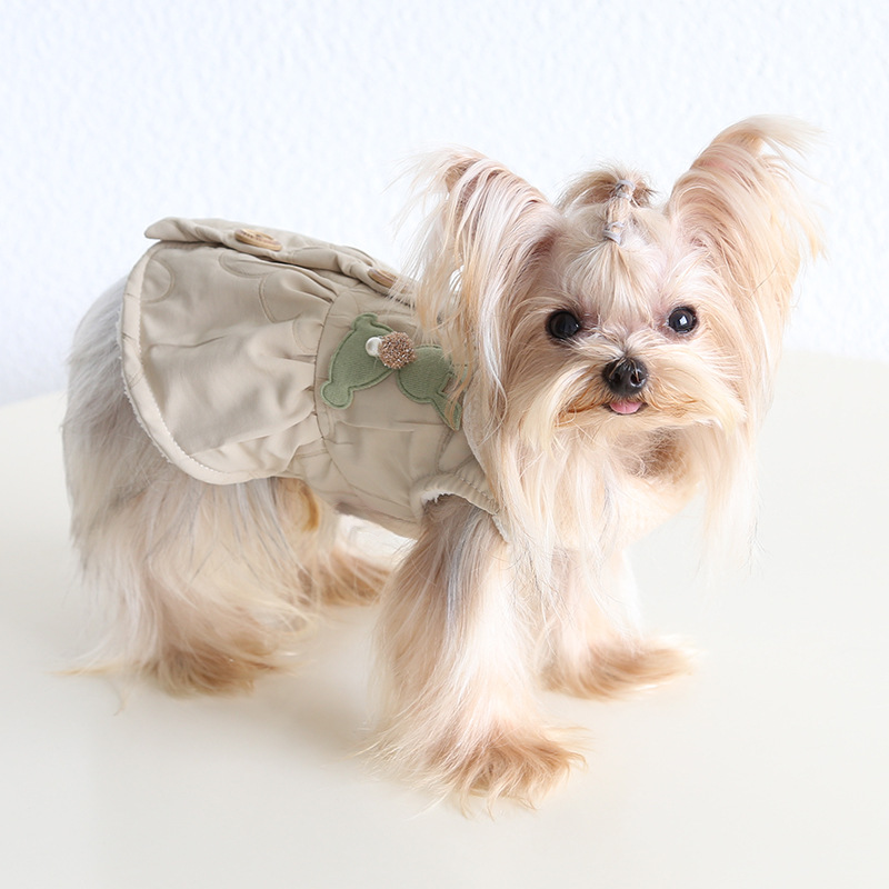 Pet Vest Floral Stitch Wood Button Rabbit Decor