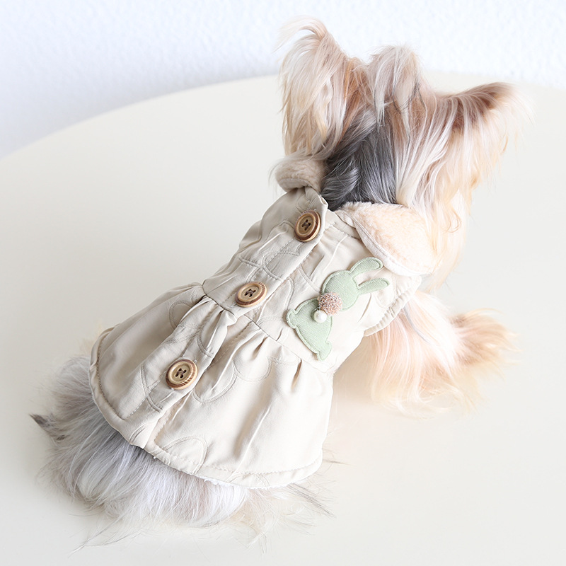 Pet Vest Floral Stitch Wood Button Rabbit Decor