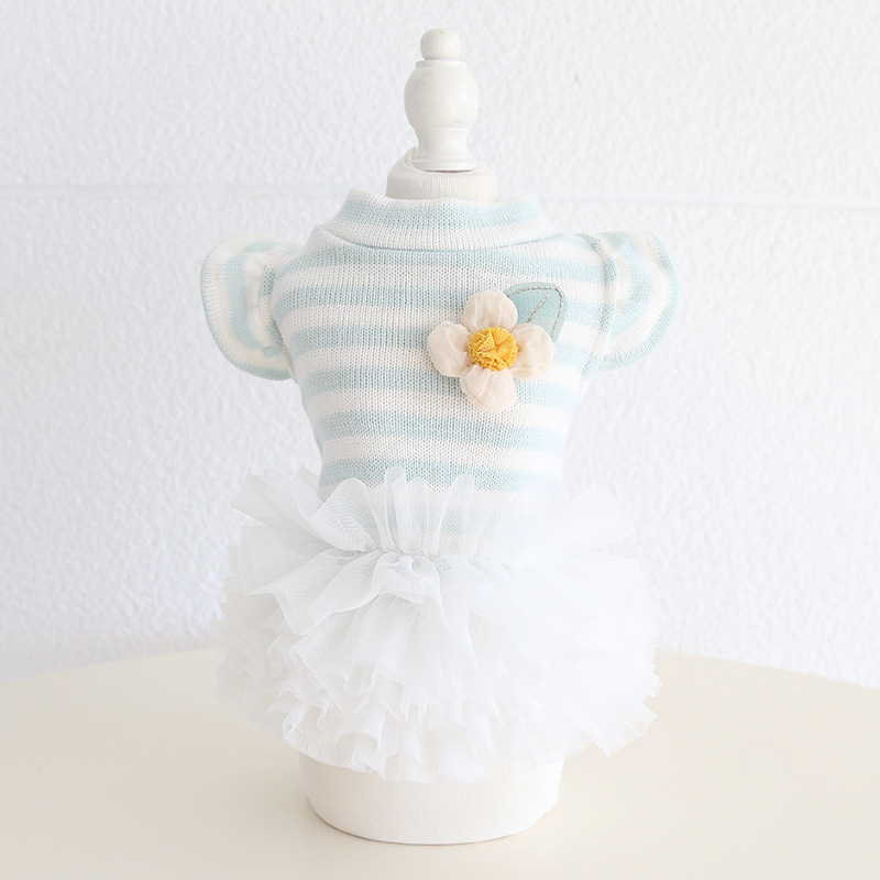 Pet Striped Top Tiered Tulle Skirt Set