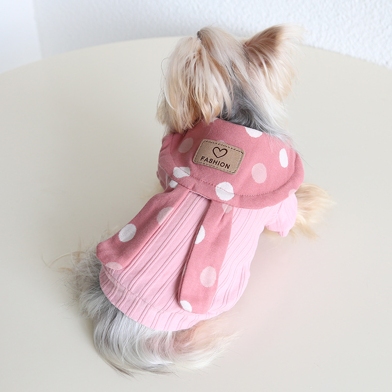 Pet Dot Pattern Coat Rabbit Ear Design